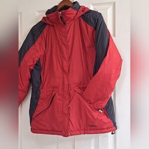 L.L. Bean Women's Red and Black Parka Ski Jacket Winter Coat Warm Cozy